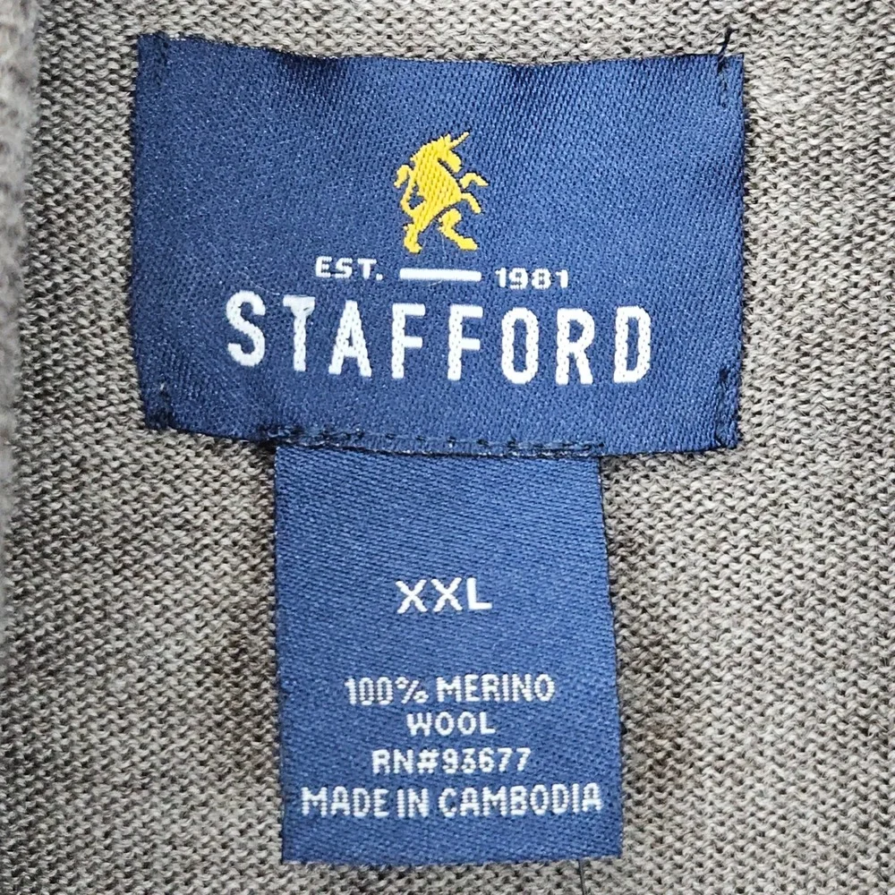 NEW Stafford Turtleneck Sweater Men's Taupe XXL Merino Wool Machine Washable NWT